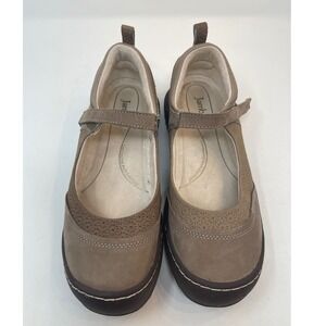 Jambu Mary Jane Shoes Women 8.5 Taupe Excellent Comfort Laser Cut Strap Flats
